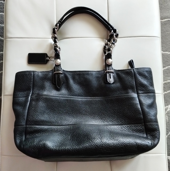 Coach Pebbled Leather Madison Tribeca East West Bag with Chain Strap Handles - Picture 10 of 16